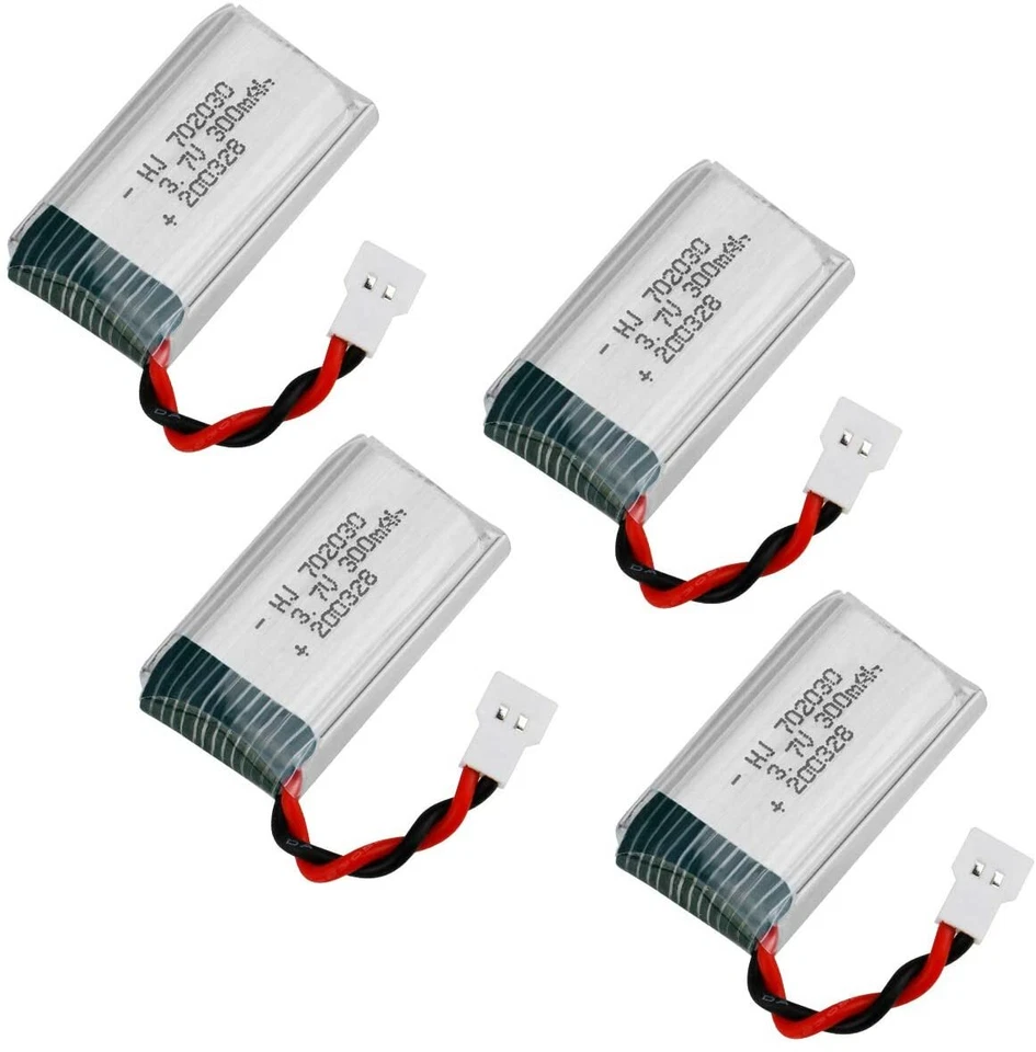 4x 3.7v 300mAh 25C Lipo Akku batterie XH2.54 Stecker mit Ladegerät für FPV Drone - Bild 2 von 4