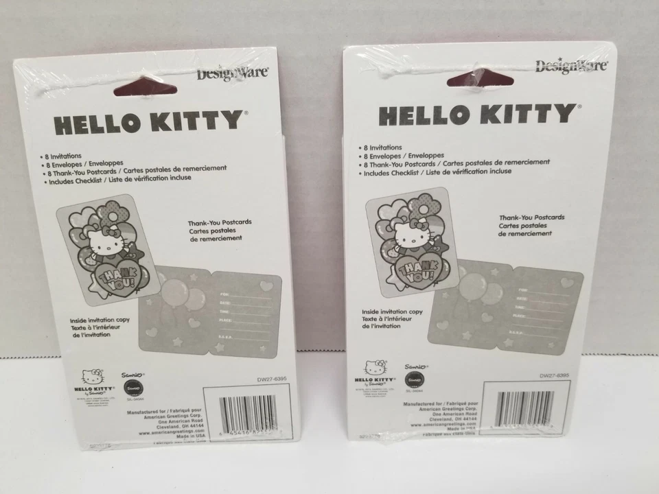 Hello Kitty Invitations 2 Packs of 8 Cards - Image 2 of 2