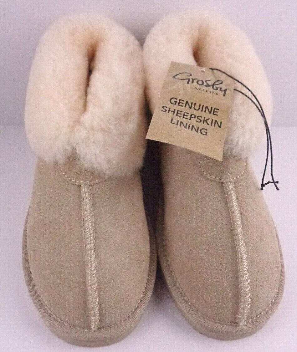 GROSBY Genuine Sheepskin Leather Lining Beige Womens Boots