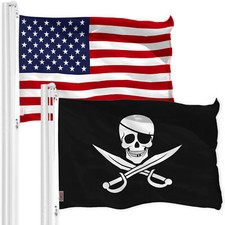USA American Flag  Pirate Jolly Roger Swords Flag 3x5 FT Printed 150D by G128