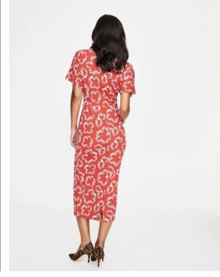 Boden Vanessa Jersey Midi Dress Red Pop Garland Size 10R | eBay