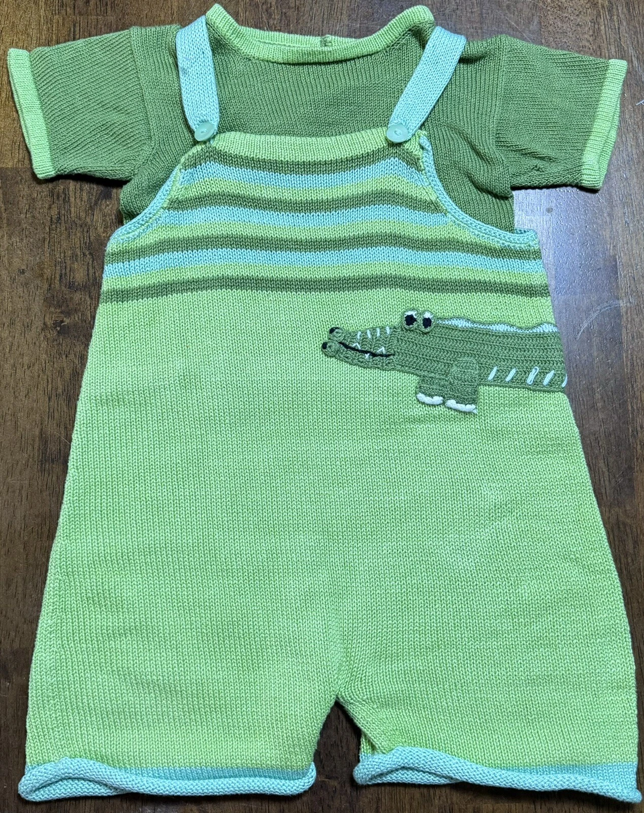 Zackali 4 Kids Knit Alligator Shorts Overall Sweater Romper Outfit Boutique 18M