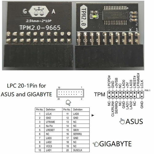 Motherboard For ASUS MSI Intel ASROCK GIGABYTE SuperMicro TPM2.0 Security Module - Afbeelding 9 van 46