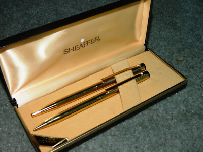 SHEAFFER シェーファー 23K GOLD ELECTROPLATED Vintage Sheaffer TRZ 23K Gold Electroplated Ballpoint Pen & Pencil