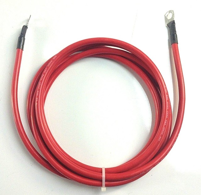 Red Battery Cable 4 GA (105°/60V) 12' With Terminal Ends Boat / Marine