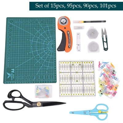 TRIMMING SHOP Rotary Cutter Set Quilting Kit 45mm Fabric Cutters Set A4 Cutting Mat Crafts DIY