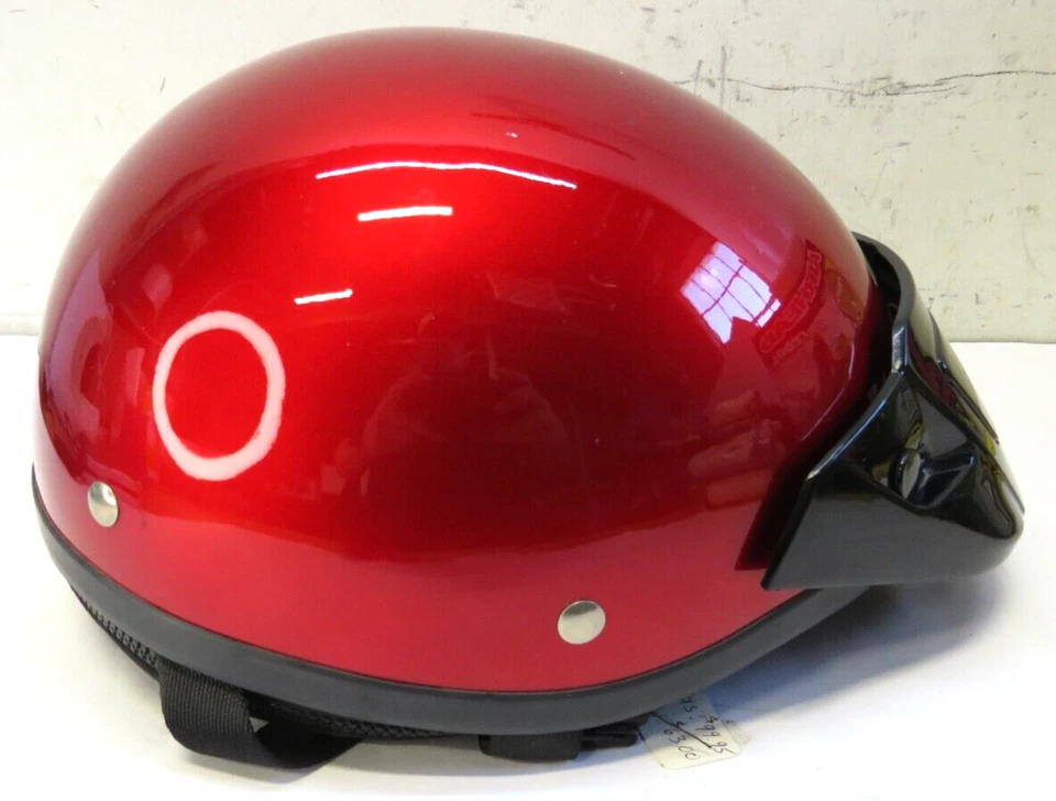 Medio casco de motocicleta KBC fibra de vidrio talla M certificado DOT rojo con visera a presión Foto 3 de 4