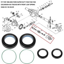 New For Ford 1998-2004 F250 F350 Front Axle Tube Seal Kit For Dana 50 60