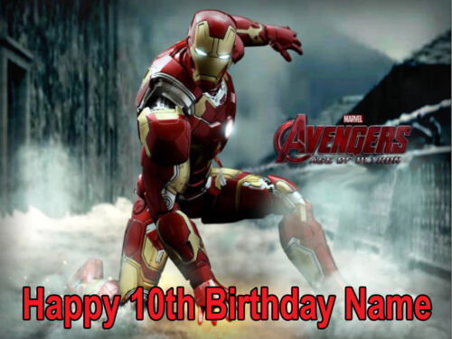 IRON MAN  REAL EDIBLE ICING  CAKE TOPPER PARTY IMAGE FROSTING SHEET - Picture 1 of 1