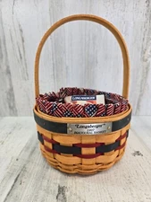 Longaberger 1997 Inaugural Basket Old Glory Liner Protector and Product Card