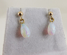 9ct Gold Opal Earrings Faceted New Drops Dangle Butterfly with gift box