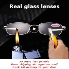 Real Glass Lens Reading Glasses Men Women Square Full Frame Anti-Scratch Diopter