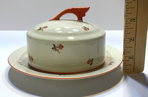 Mitterteich Bavaria Käseschale Art Deco RAR EUC! Orange Floral 30er Jahre - Bild 9 von 9
