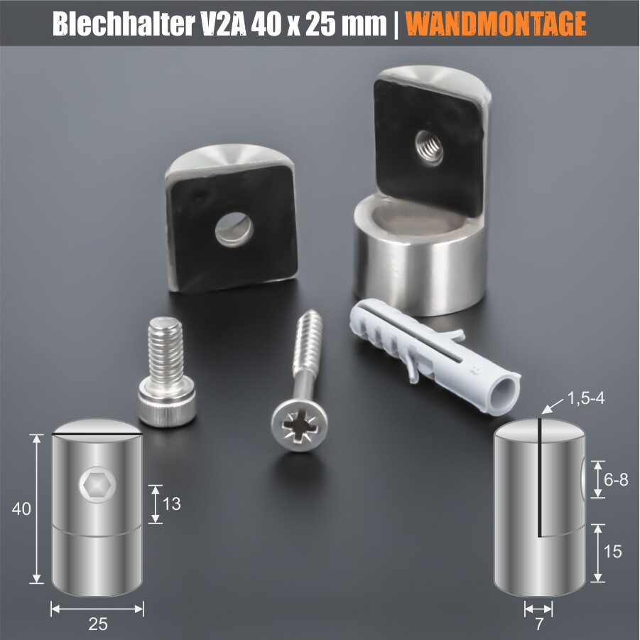 Glaspunkthalter Glashalter Punkthalter Plattenhalter Flach 50 G: 8- 17,52 Mm EB - Foto 4