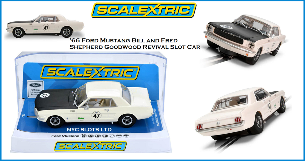 Scalextric Ford Mustang Goodwood Revival DPR W/ Lights 1:32 Slot Car C4353