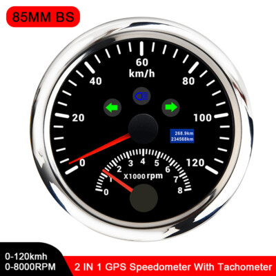 85mm Digital GPS Geschwindigkeitsmesser 0-120KM/H Tachometer Gauge 0-8000RPM