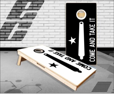 Come and Take It Cannon White Cornhole Boards Bean Bag Toss Game