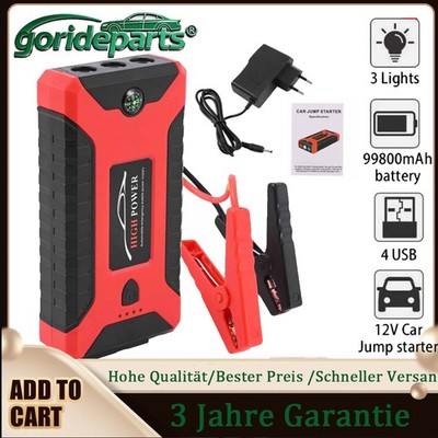 Auto KFZ Starthilfe Jump Starter Pack 12V Ladegerät Booster Power Bank 99800mAh
