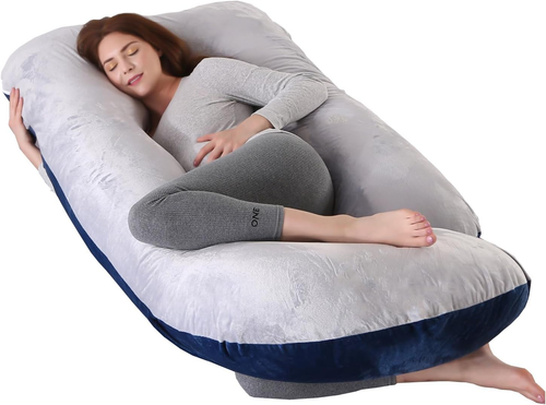CHALKSEA Cuscino Per Gravidanza A Forma Di U, Cuscino Per Letto Laterale XXL Con Cuscino A U Di Copertura, Cuscino Per Allattamento, Cuscino Di Posizionamento Grande, Realizzato in Fibra,C