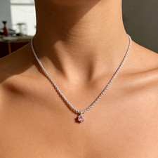 3-Piece Fashion Pendant Necklace Set, White Green Pink Zircon Jewelry for Women