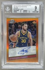 Stephen Curry 2023 Panini Contenders Optic Orange 1986 Tribute Auto /15 BGS 9