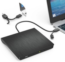 External DVD CD Drive Burner, USB 3.0  Type-C, Slim Portable Optical Writer