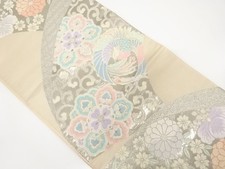 7392607: JAPANESE KIMONO / ANTIQUE FUKURO OBI / SILK / WOVEN PHOENIX