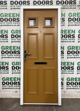 WOODEN FRONT DOOR FIRE BROWN EXTERNAL EXTERIOR ENTRANCE DOUBLE GLAZED NEW