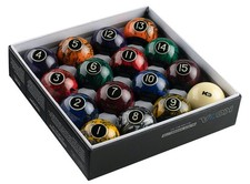Koda Sports KBBM 2-1/4" Black Marbelite Swirl Billiards  Pool Balls Set