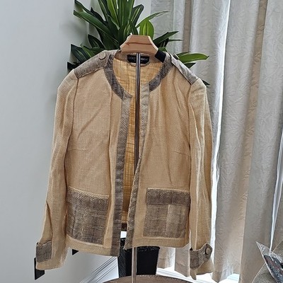 Dolce & Gabbana Beige Water Snake Trim Jacket Women 42 JJS26/910A