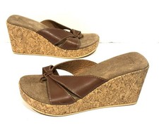 Vintage Platform Sandals Brown Leather Wedge Heel American Eagle Size 10 US NEW