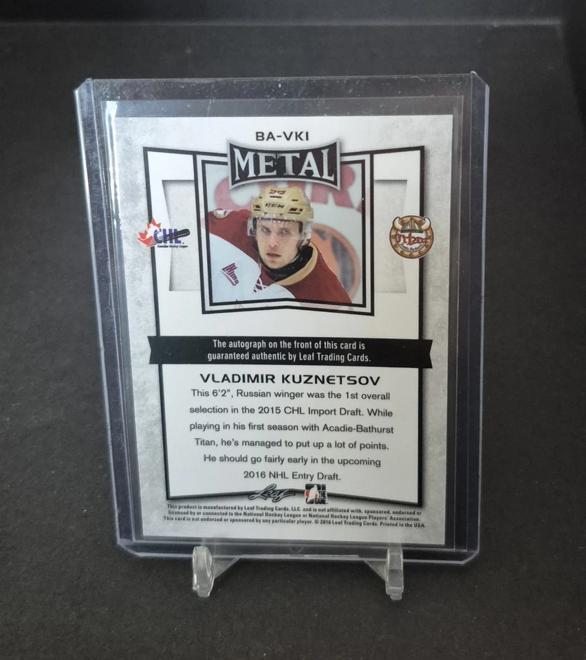 2015-16 Leaf Metal Silver Prismatic Vladimir Kuznetsov #BA-VK1 Auto - Image 2 of 2