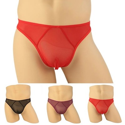 Herren Niedrige Taille Ultradünn Transparent G String Tanga Unterwäsche Hösch