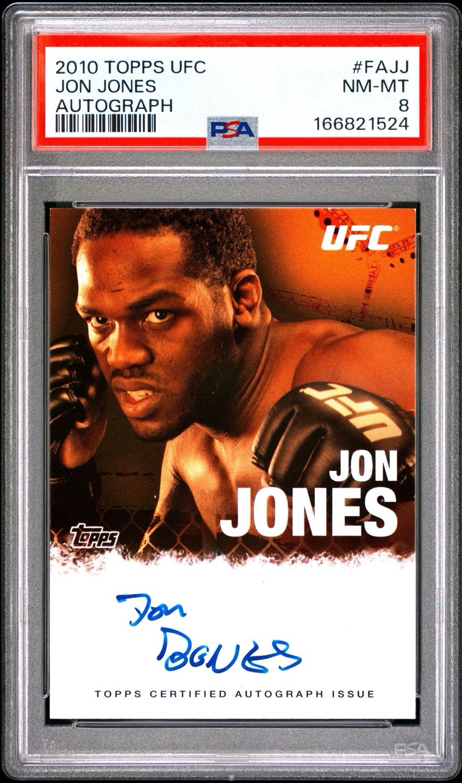 2010 Topps UFC Fighter Autographs Jon Jones AUTO #FA-JJ (AU) “Bones” PSA 8
