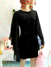 Kurzes edles  Kleid, Mesh Fledermausärmel, Sternenhimmel, Party/Cocktail, Gr. S