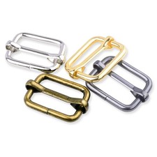 25 Pack 1 Inch Metal Adjustable Slide Buckles Tri-Glide Rectangle Adjuster Su...