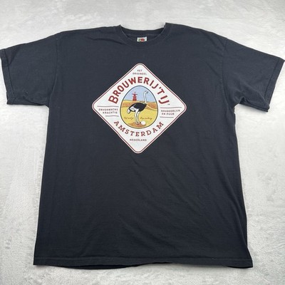 Brouwerij 't IJ Amsterdam Beer Graphic T-Shirt Mens XL Black Fruit of the Loom