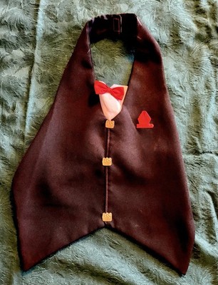 Tuxedo Dog Costume Black Red White with Bow Tie and Decorative Buttons