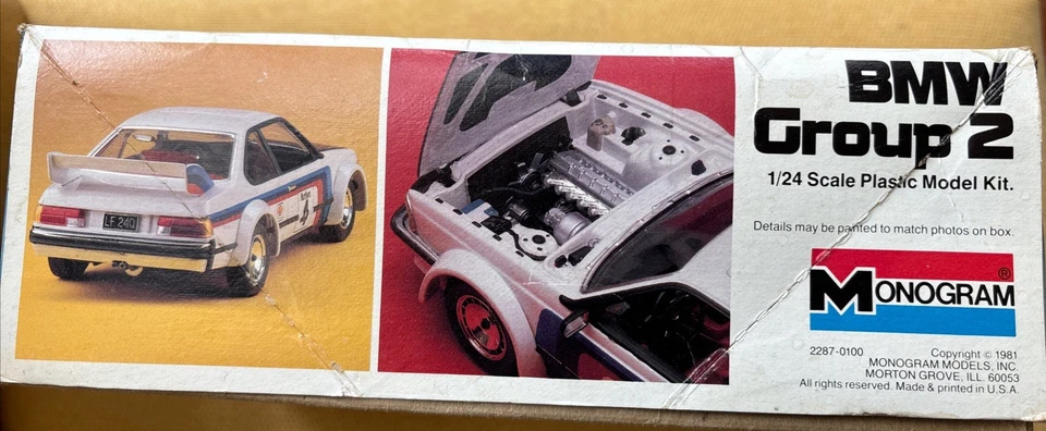 BMW Group 2 -1/24 Plastic Model Kit Monogram 1981 Factory Sealed Bags - Open Box - Image 3 of 4