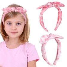 2Pcs Bow Knotted Headband for Girls Kids - Floral Flower Heart Headband Thin ...