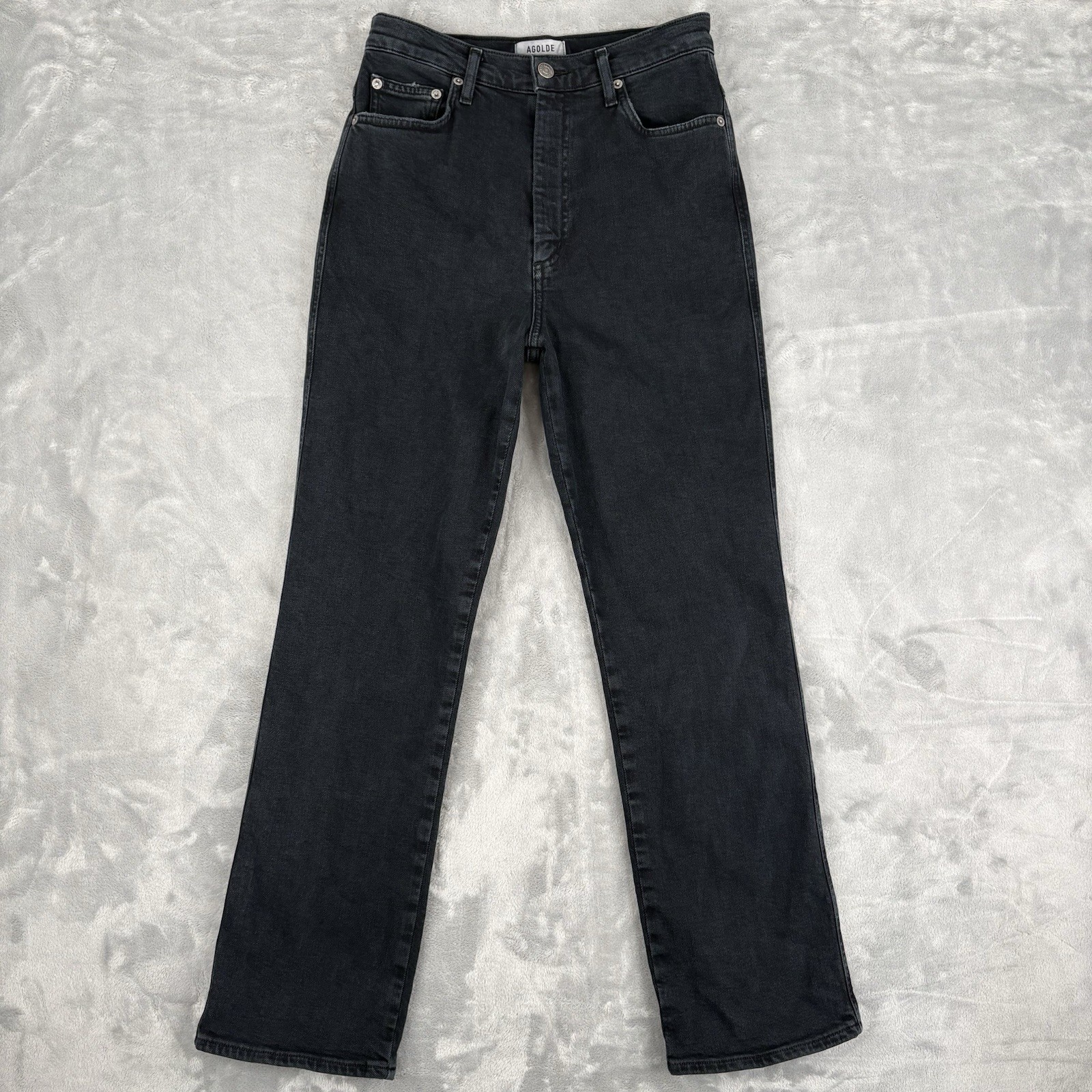 Agolde Pinch Waist High Rise Jeans Womens Straight Leg Black Sz 26 (Fits 26x28)