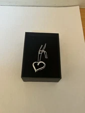 NIB Zales Sterling Silver Diamond Heart Shaped Pendant Necklace  B10