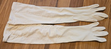 Vintage Mid Century White/Off White Elbow Length Washable Gloves Size 7