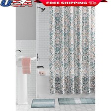 15 Piece Floral Butterfly Shower Curtain Set W/ Bath Rugs Hooks Accessories New