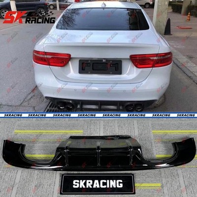 Fits For 2016-2019 Jaguar XE Glossy Black/Carbon Fiber Rear Bumper Diffuser Lip