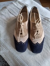 Brunate Damen-Halbschuh Gr. 36,5 , Blau/Beige, Velourleder