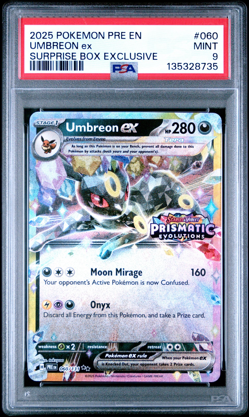 2025 POKEMON PRE EN-PRISMATIC EVOLUTIONS SURPRISE BOX EXCLUSIVE UMBREON EX PSA 9