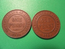 PENNIES     1931    2  SCARCER COINS  NORMAL & DROPPED 1   lot 1  both 6 PEARLS