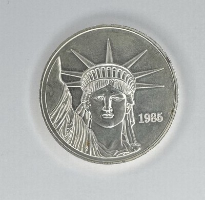1985 Johnson Matthey JM MTB 1 oz Silver Liberty Trade Silver