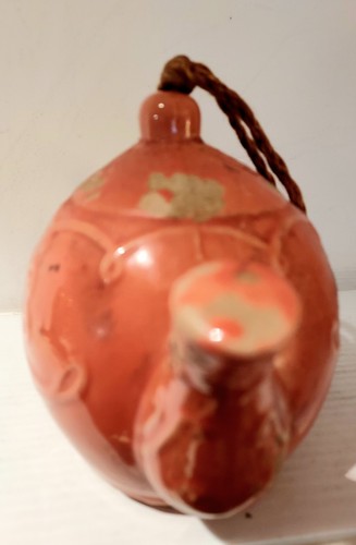 Vintage Orange Rustic Ceramic Teapot Birdhouse Terracota Boho - Bild 8 von 18